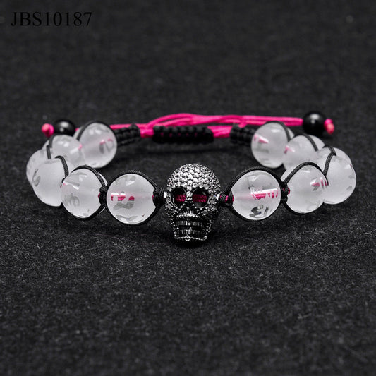 Pulsera Mujer Cuencas Vidrio y Craneo P10187