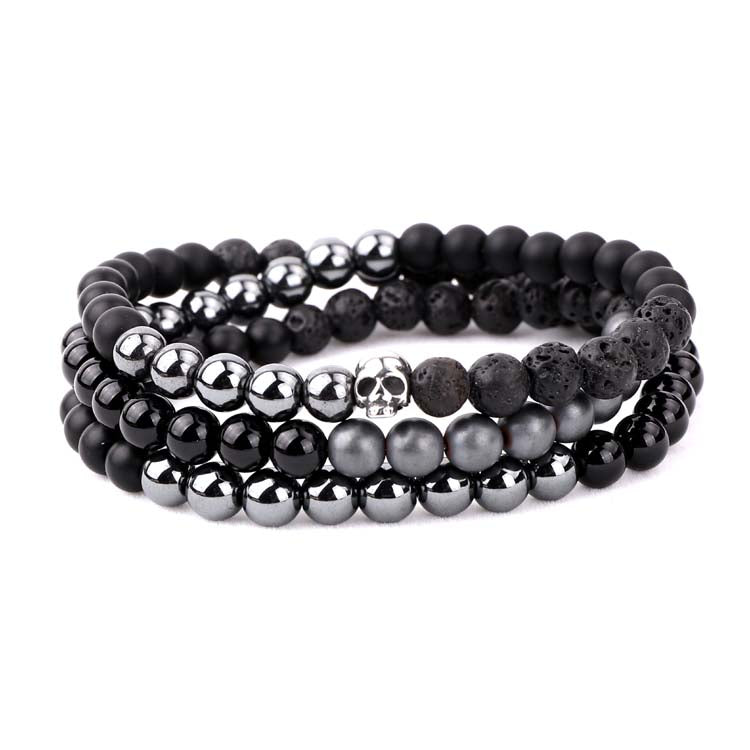 Pulsera Hematita y Onix Negra Hombre P10413