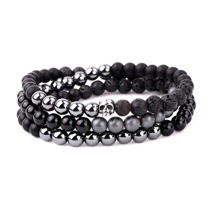 Pulsera Hematita y Onix Negra Hombre P10413