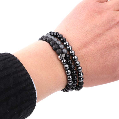 Pulsera Hematita y Onix Negra Hombre P10413