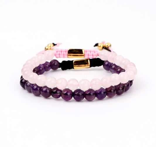 Pulsera set cuencas rosa y morado Mujer P10457