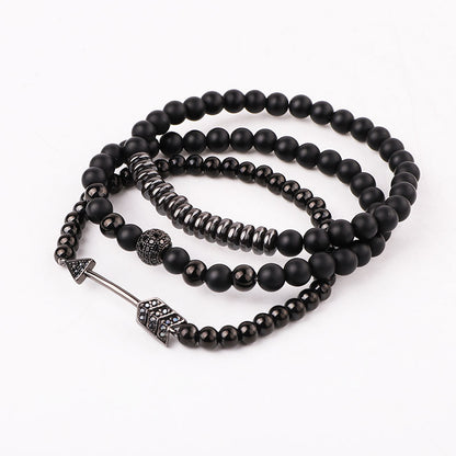 Pulsera Set Cuencas y Acero Negra Hombre y Mujer P11749