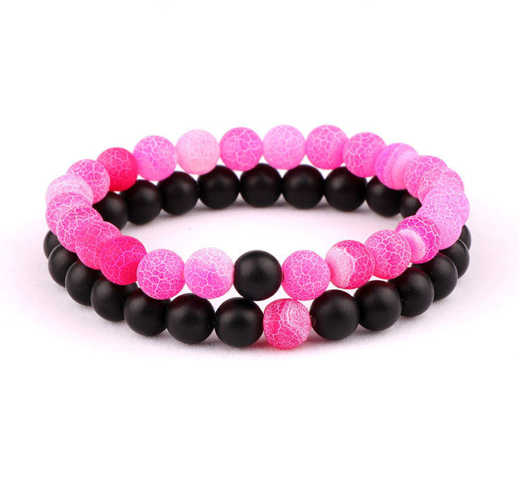 Pulsera set cuencas rosa y negro mujer P9934